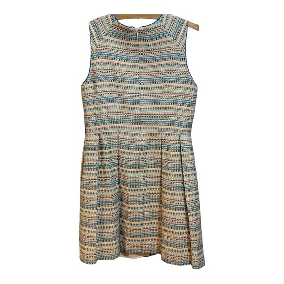 Shoshanna Bridget Prism Pleated Neon Multi-Color Striped  Midi Dress - Size 6 - Picture 2 of 8